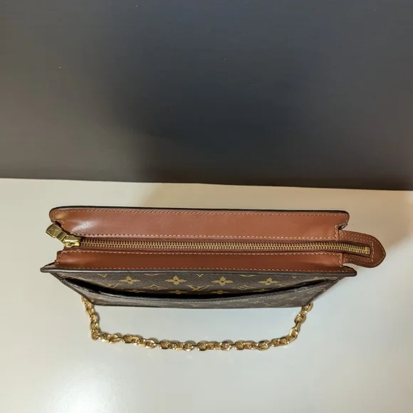 💎Authentic Louis Vuitton Homme Pochette Clutch monogram converted to crossbody - Picture 12 of 16